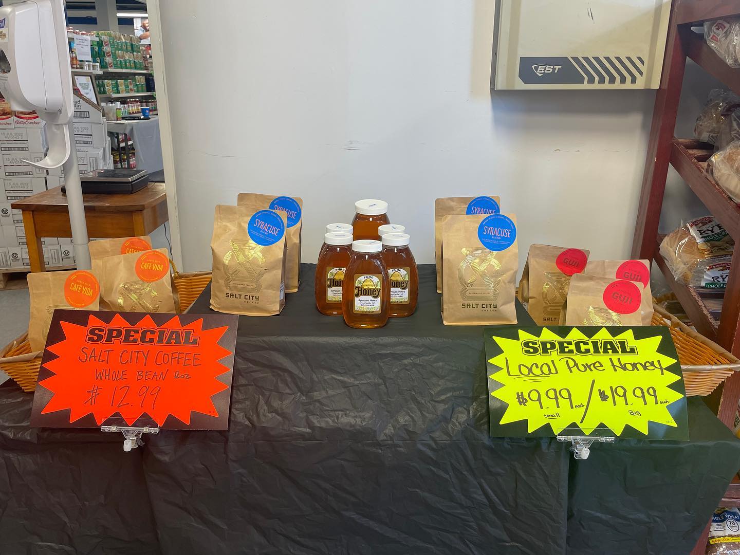 Come on in to Brady Market for some local #SYR products! We’ve got @saltcitycoffee on the shelves and @syracuse_honey here for you! #shoplocal #supportsmallbusiness